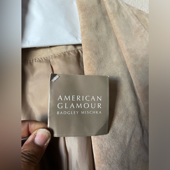 Badgley Mischka’s “American Glamour” Beige Suede Waterfall Collar Jacket Size XL - Picture 5 of 14